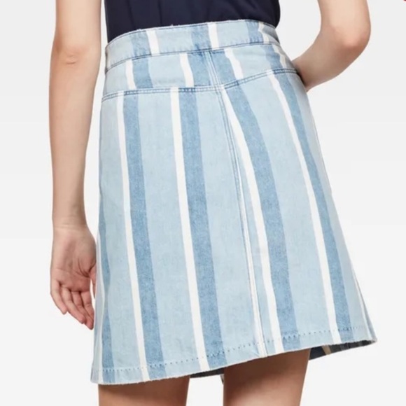 G Raw blue Stripe Denim distress Wrap Mini Skirt 27 asymmetrical medium - Picture 6 of 12